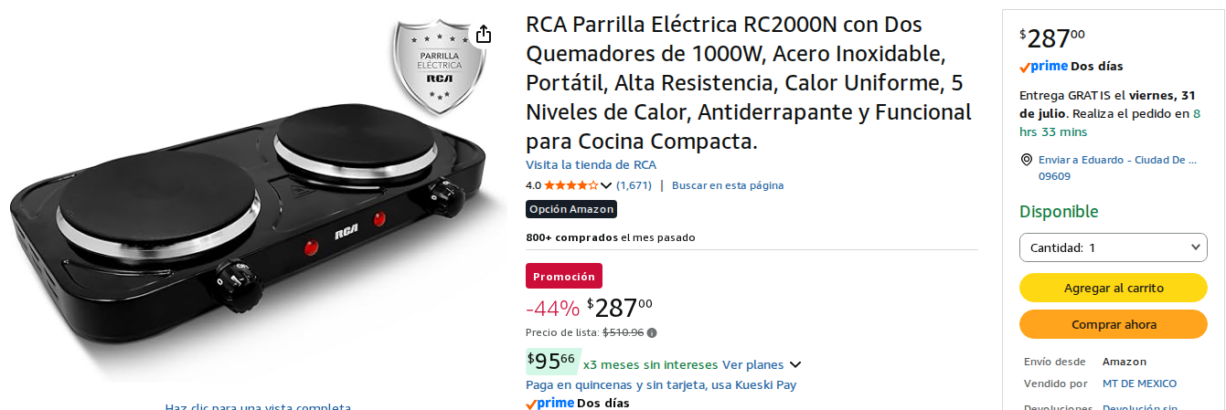 Parrilla Eléctrica Portátil