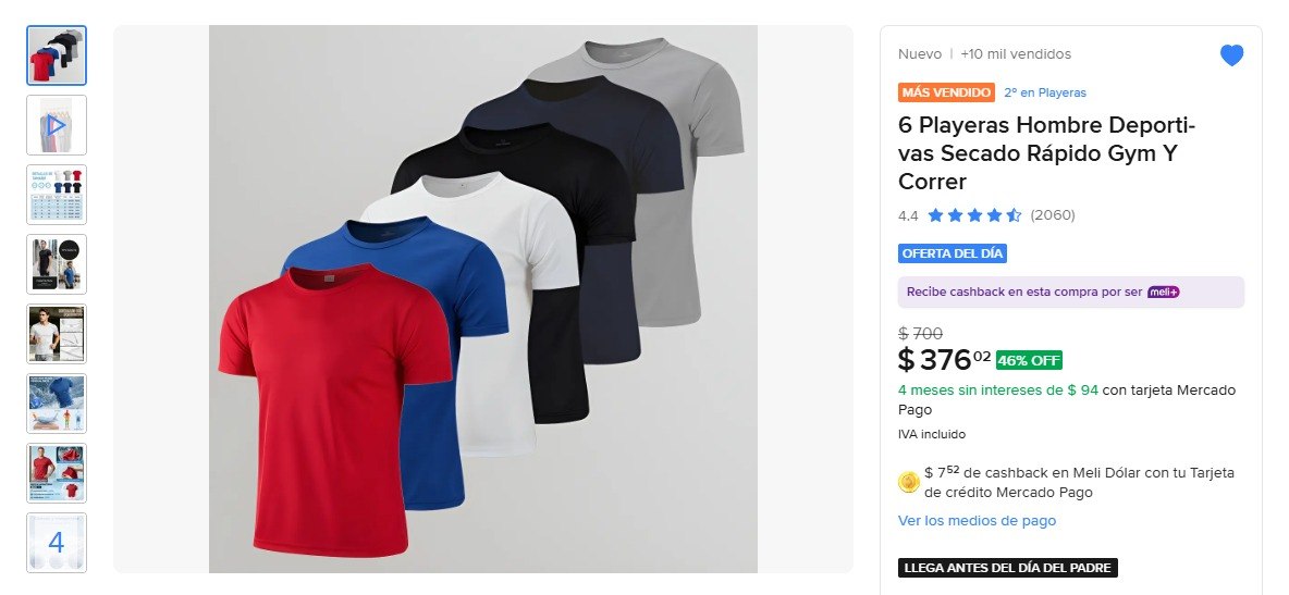 6 Playeras Hombre Deportivas Secado Rápido Gym Y Correr