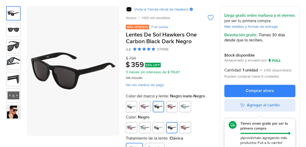 Lentes De Sol Hawkers One Carbon Black Dark Negro
