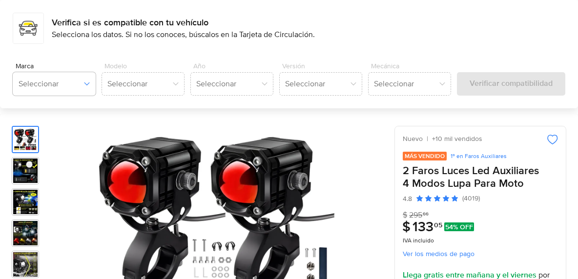 2 Faros Luces Led Auxiliares 4 Modos Lupa Para Moto