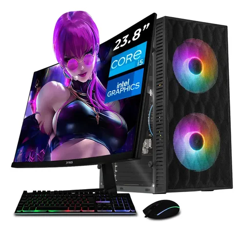 Computadora Escritorio Completa Xtreme PC Gaming Intel Core i5 16GB SSD 1TB Monitor Curvo 23.8 100Hz WIFI Black rendimiento básico para juegos casuales, trabajo y estudio