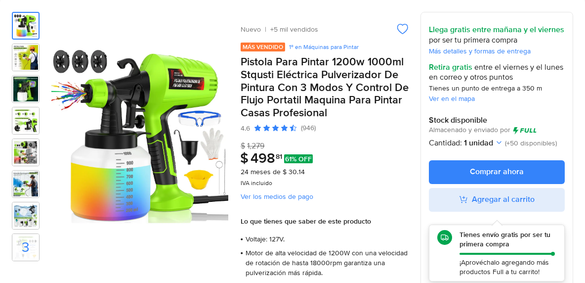 Pistola Para Pintar 1200w 1000ml Stqusti Eléctrica Pulverizador De Pintura Con 3 Modos Y Control De Flujo Portatil Maquina Para Pintar Casas Profesional