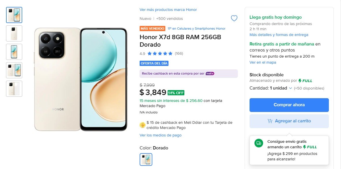 Honor X7d 8gb Ram 256gb Dorado