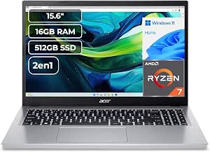 Acer Laptop Aspire Go: Procesador AMD Ryzen 7 7730U (hasta 4.5 GHz), Memoria de 16GB DDR4, SSD de 512GB, Pantalla de 15.6" LED, Video Radeon Graphics, S.O. Windows 11 Home. Teclado Versión en Inglés.