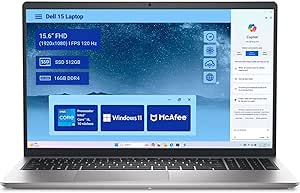 Dell Laptop Intel Core I5-1334U, 16GB 512GB Ssd UHD Graphics 15.6" FHD, Win11, Plata
